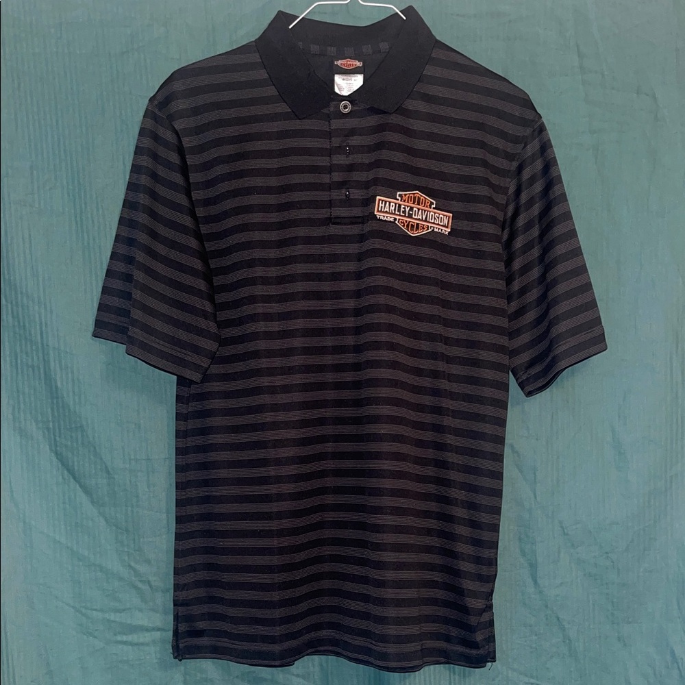 Harley-Davidson Black Striped men’s knit Polo Shirt